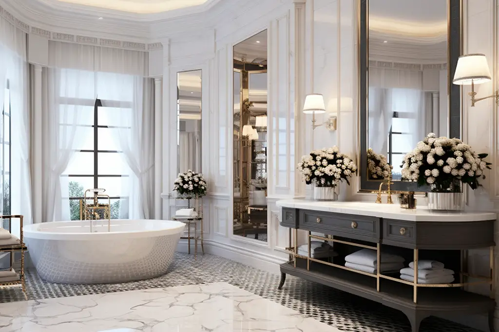 White bathroom remodeling